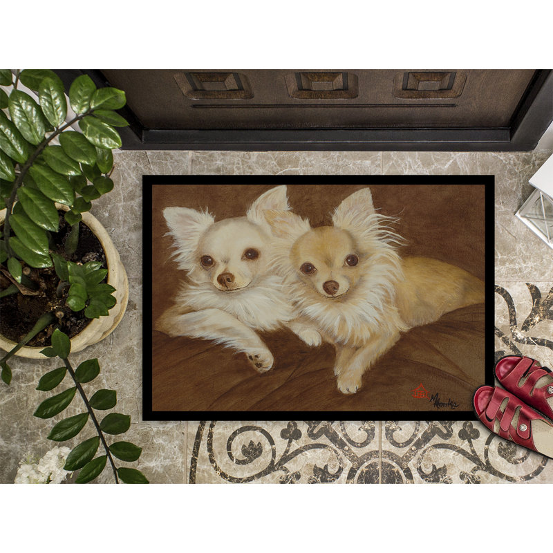 Paillasson d’extérieur antidérapant pour la paire de Chihuahua websterville, Rectangle 1 pi 6 po x 2 pi 3 po