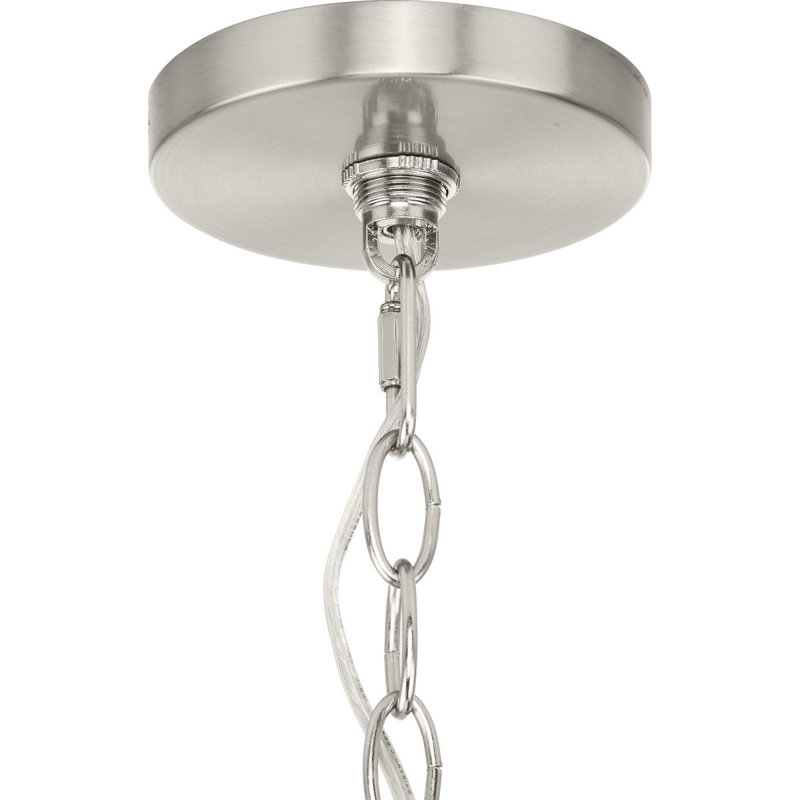 5 - Light Dimmable Geometric Chandelier, Brushed Nickel