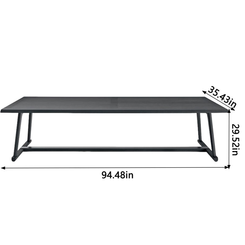Routenberg Oak Solid Wood Dining Table, 35.43" W x 94.48" L