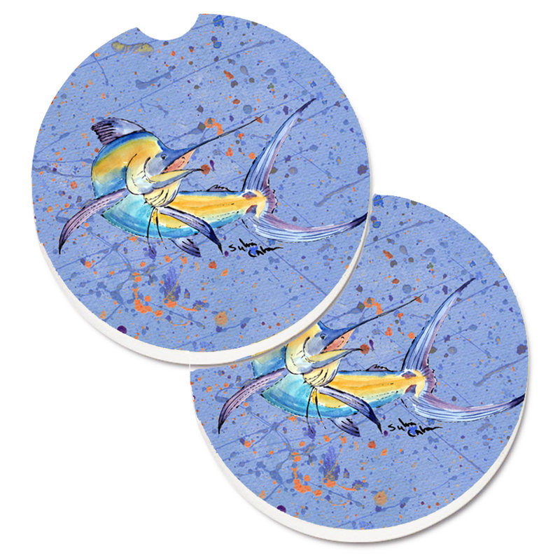 Ceramic Round 2 Piece Car Coaster Set