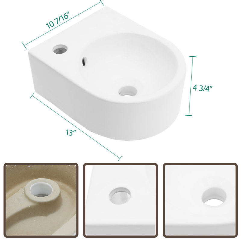 MONSFEST 13'' Ceramic Circular Bathroom Sink