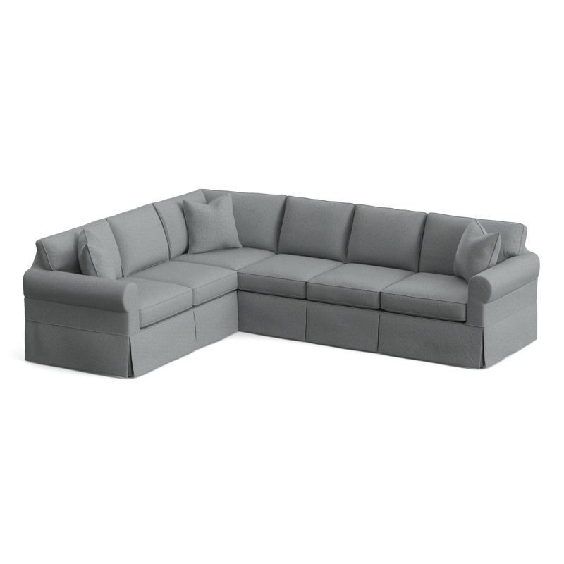 Bedford Upholstered Sectional, Light Blue Performance Fabric; 0851-55, Left Hand Facing