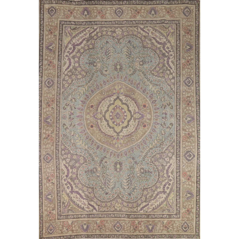 Tapis traditionnel médaillon bleu clair 8 x 11