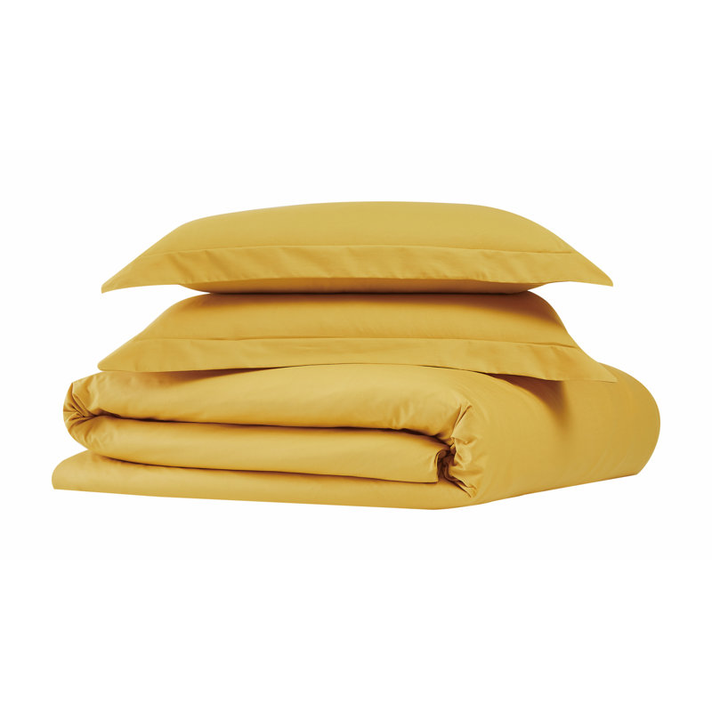 Ensemble de housse de couette 100% coton percale Jededian, Housse de couette lit simple TG + 1 taie décorati, Blanc