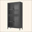 Armoire de rangement classique en métal avec 4 portes en verre et 4 tablettes avec armoire latérale pour bureau à domicile, salon, cuisine, couloir