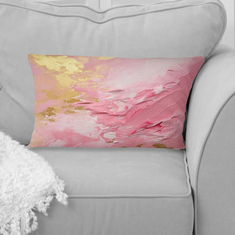 Coussin décoratif imprimé rose et or rose - Energies III
