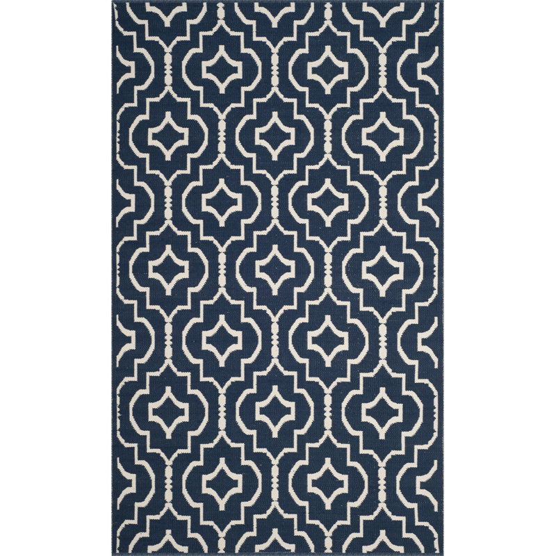 Rennie Hand Woven Cotton Geometric Rug, Rectangle 4' x 6'