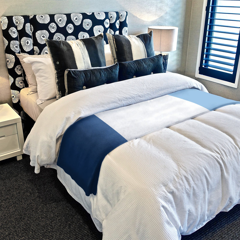 Quilted Throw Blanket, 52.5" W x 62.5" L, Royal Blue/White/Powder Blue