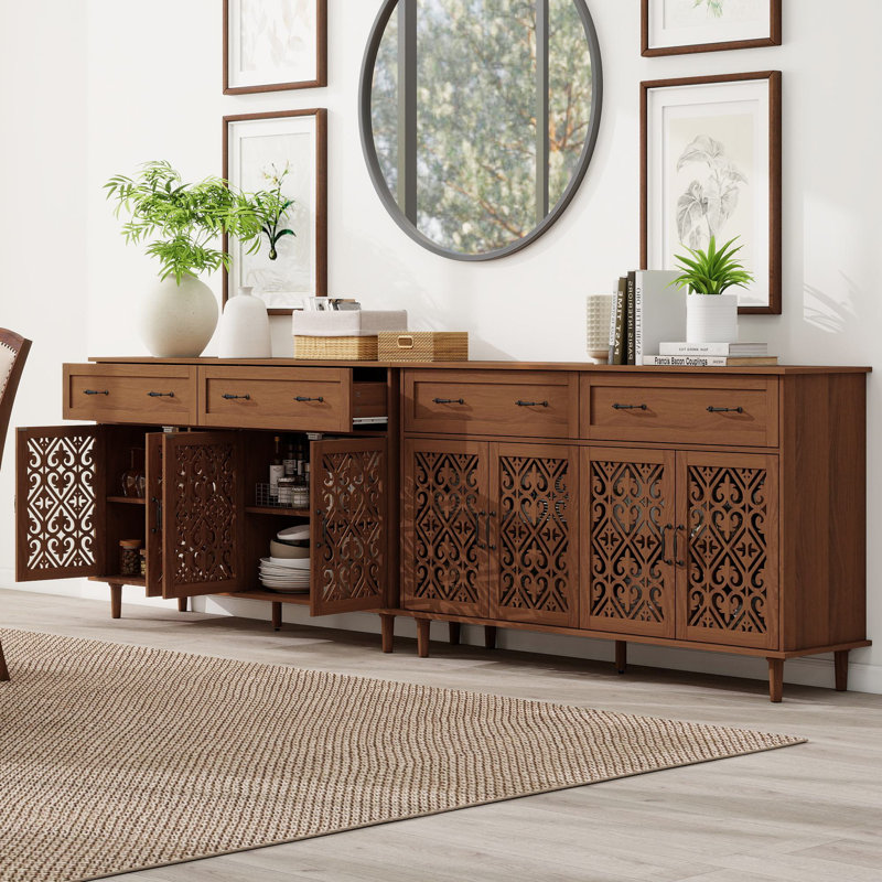 Buffet 59,06 ", 2 tiroirs (ensemble de 2), Noyer