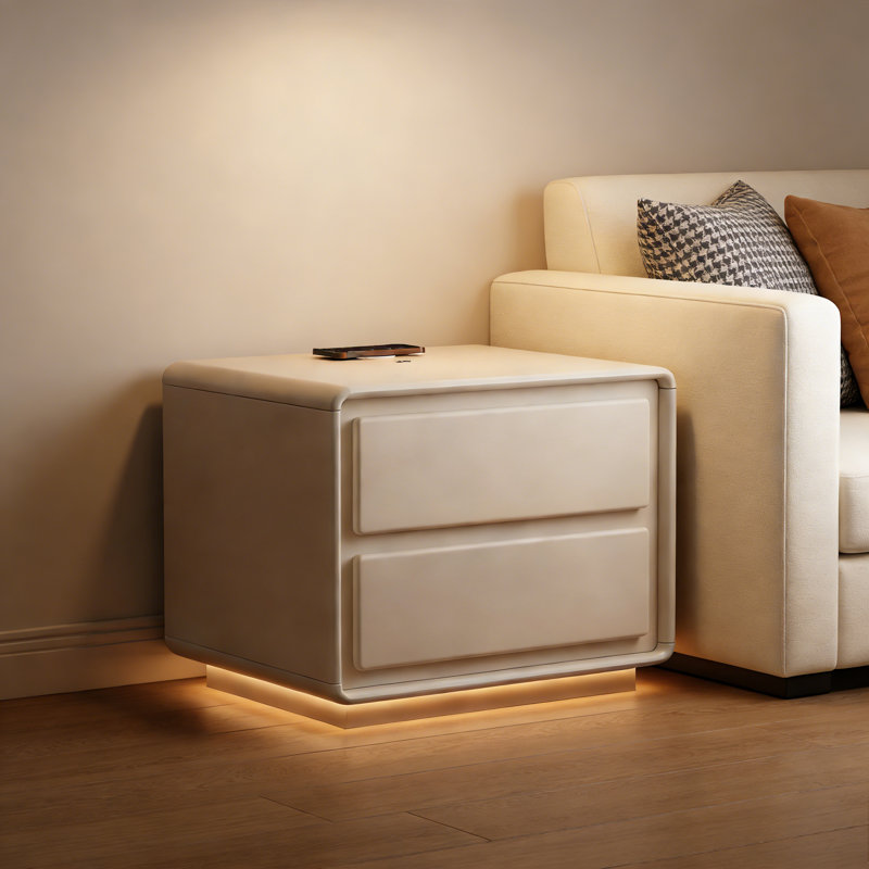 Modern 2-Drawer Smart Nightstand With LED light