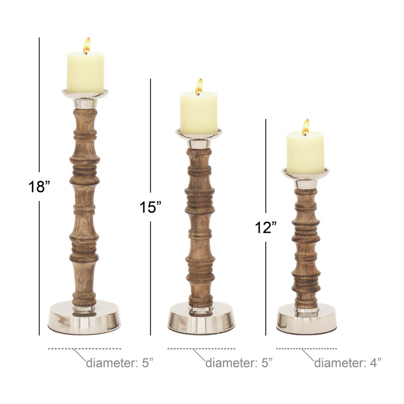 Ensemble de chandelles en bois 3 pièces