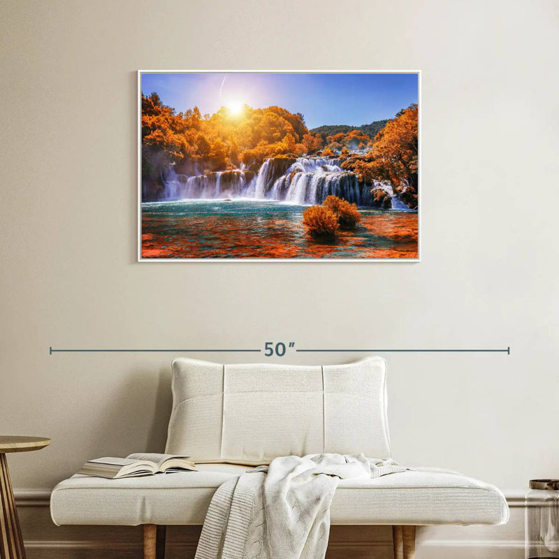 Chute d'eau du parc national de Krka, Cadre flottant blanc, 37 po x 25 po