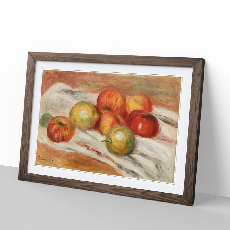 Still Life with Fruits Vol.3 by Pierre-Auguste Renoir - Picture Frame Painting, 36cm H x 48cm W x 2cm D, Walnut
