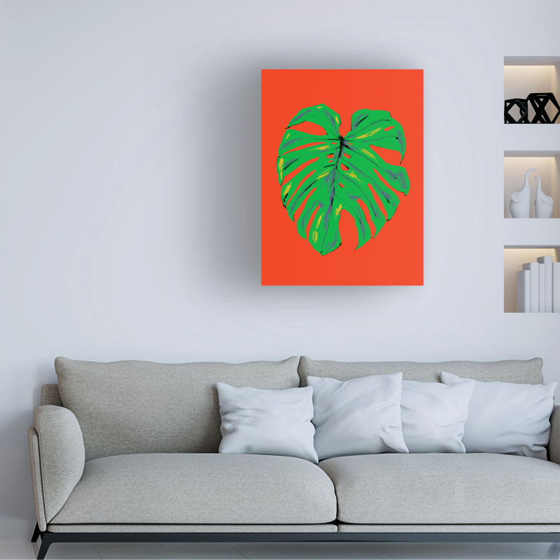 Feuille de Monstera rouge sur toile