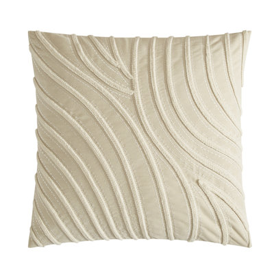 Style House Wave Throw 20"x20" Pillow,Modern Sculpted Design Accent Pillow for Sofa, Couch, Bed, Living Room & Minimalist Home Décor,Neutral Cream