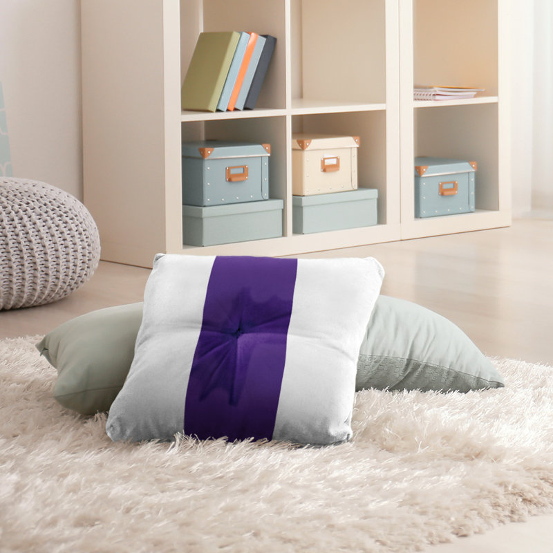  Coussin de sol touffeté, 26 po x 26 po, Blanc / Mauve