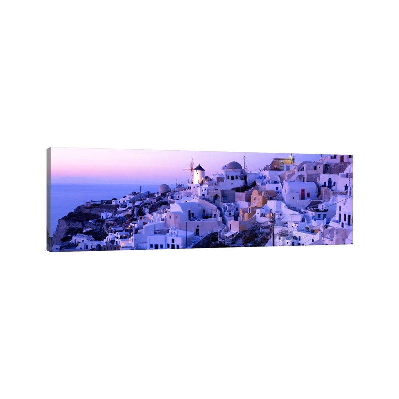 Evening Twilight, Oia, Santorini, Cyclades, Greece - Wrapped Canvas Panoramic Print, 121.92 cm H x 40.64 cm W x 1.91 cm D