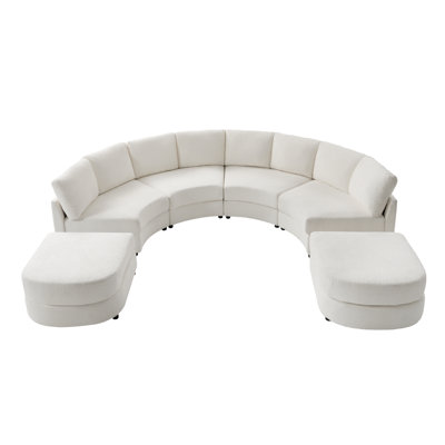 Grandon 138" Modern Modular Curved Sectional Sofa with Two Ottomans
