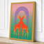 Twin Giraffes in Arch Modern 1 Piece Wrapped Canvas Wall Art-183957765-183957771