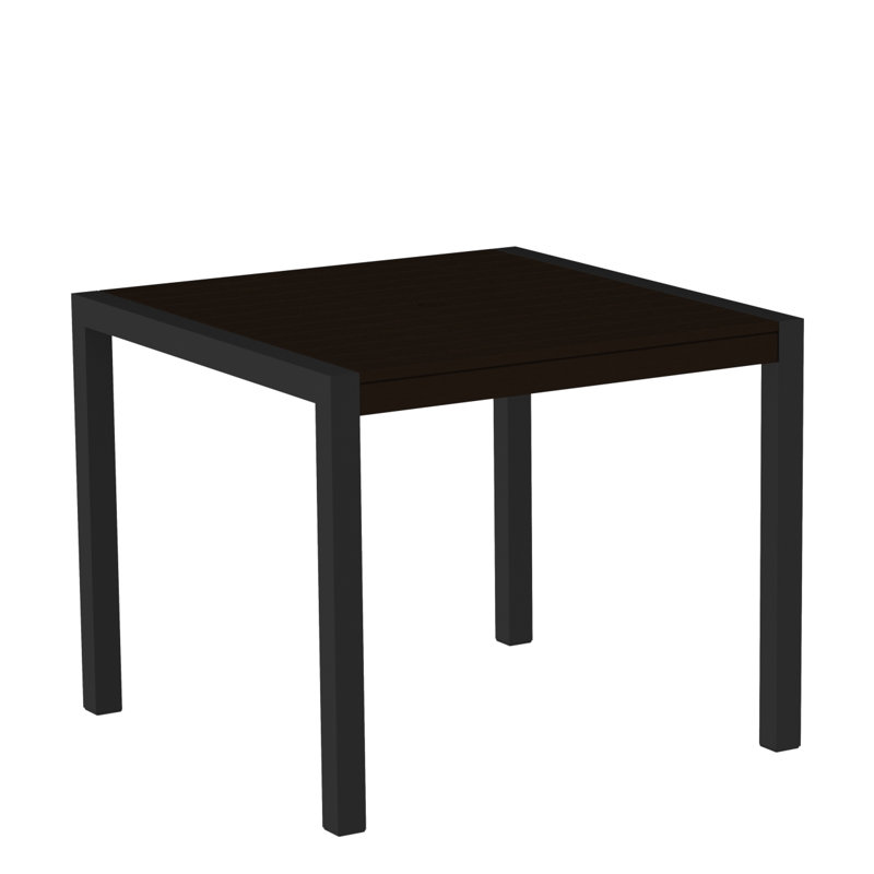 POLYWOOD MOD Dining Table, Textured Black, Mahogany, 35.18" W x 35.18" D