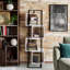 Bibliothèque industrielle moderne, panneau de particules enduit 100% mélamine et structure en métal, 20,5 x 63,0 x 15,0 pouces | Nombreuses tablettes murales au design noir et blanc | Parfait pour les solutions de rangement à la maison ou au bureau-1240424628