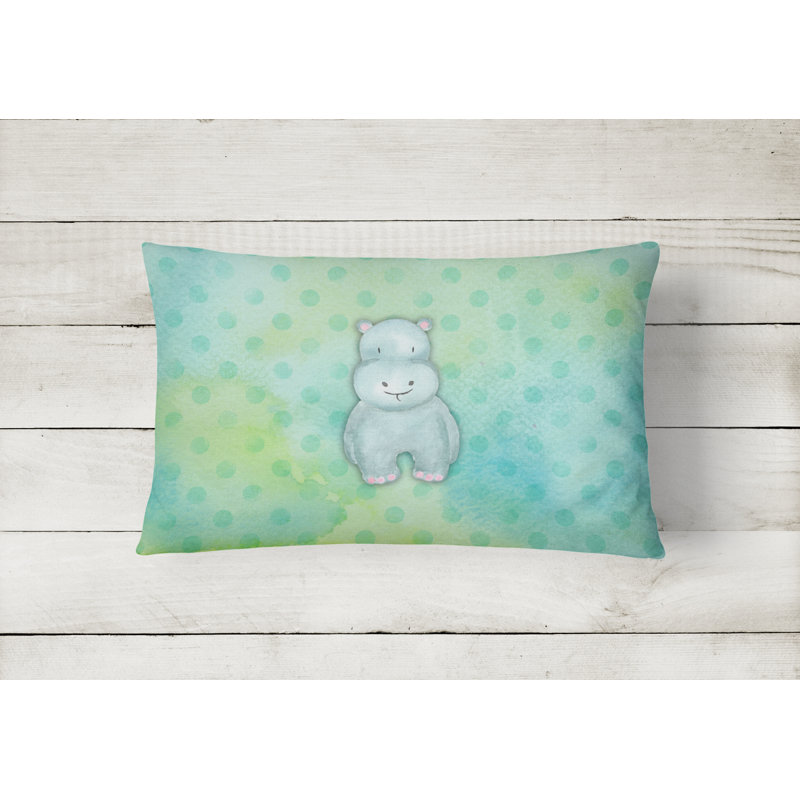 Coussin lombaire en aquarelle hippopotamus