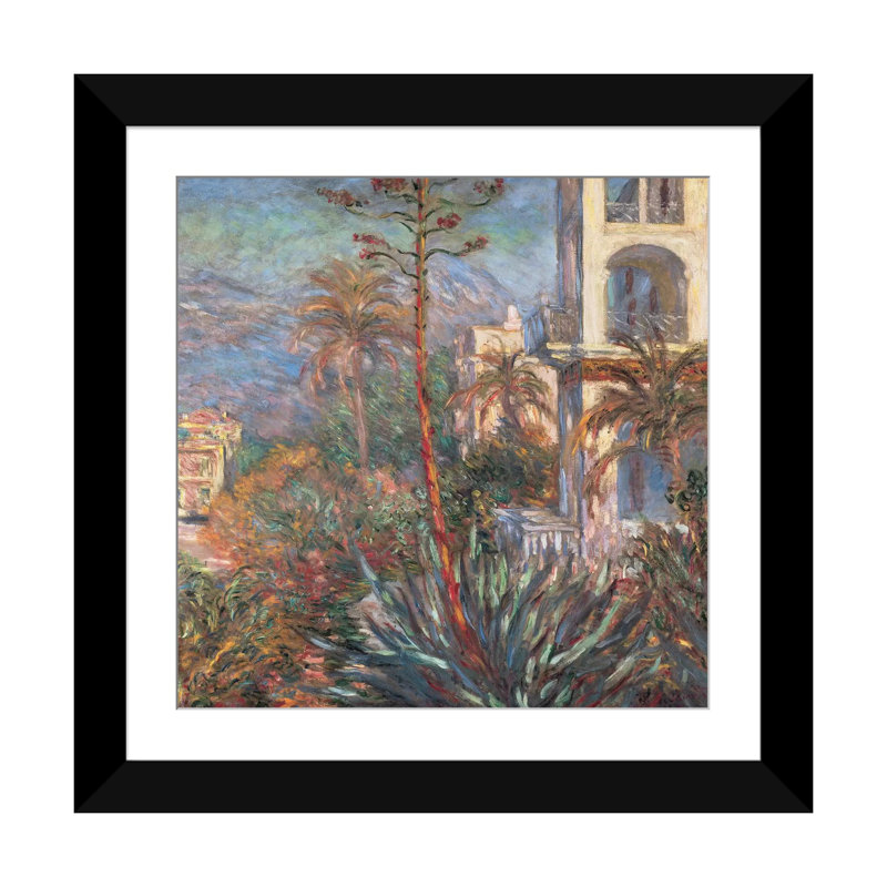 "les villas a bordighera" par claude monet, impression sur toile, H 16 po x l 16 po x P 1 po, Papier d'art encadré noir