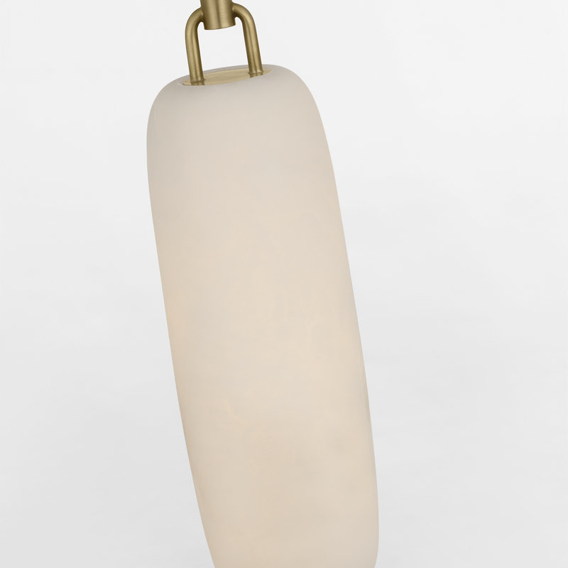 Kelly Wearstler Formosa Single Pendant with Alabaster, 56" H x 3.25" W x 3.25" D, Antique-Burnished Brass