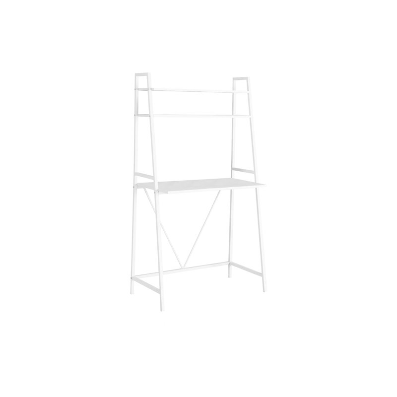 Bureau d'ordinateur moderne avec tablettes de rangement pour le bureau personnel, stratifié blanc | Idée de cadeau