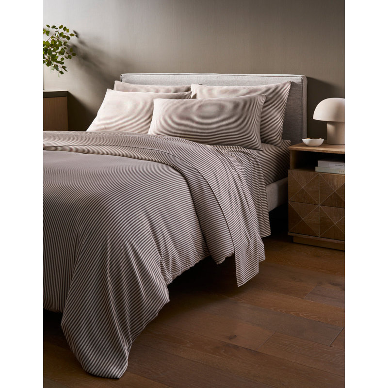 Bamboo Duvet Cover, King Duvet Cover, Classic Stripe in Ebony