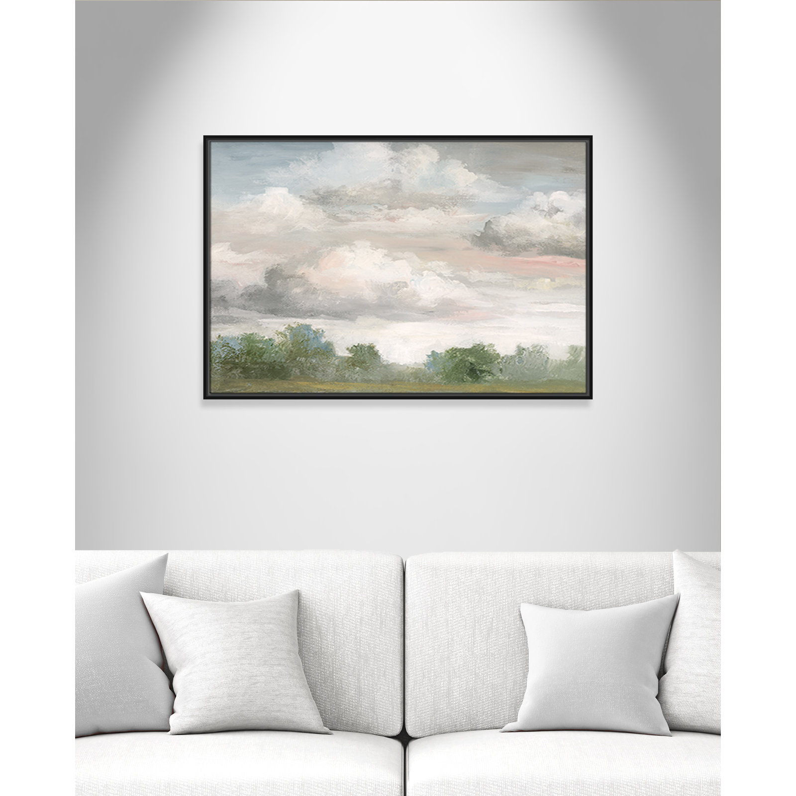 Frangia "Pastel Morning Sky" Print by Nan, 25.5" H x 37.5" W x 2" D, Black Framed