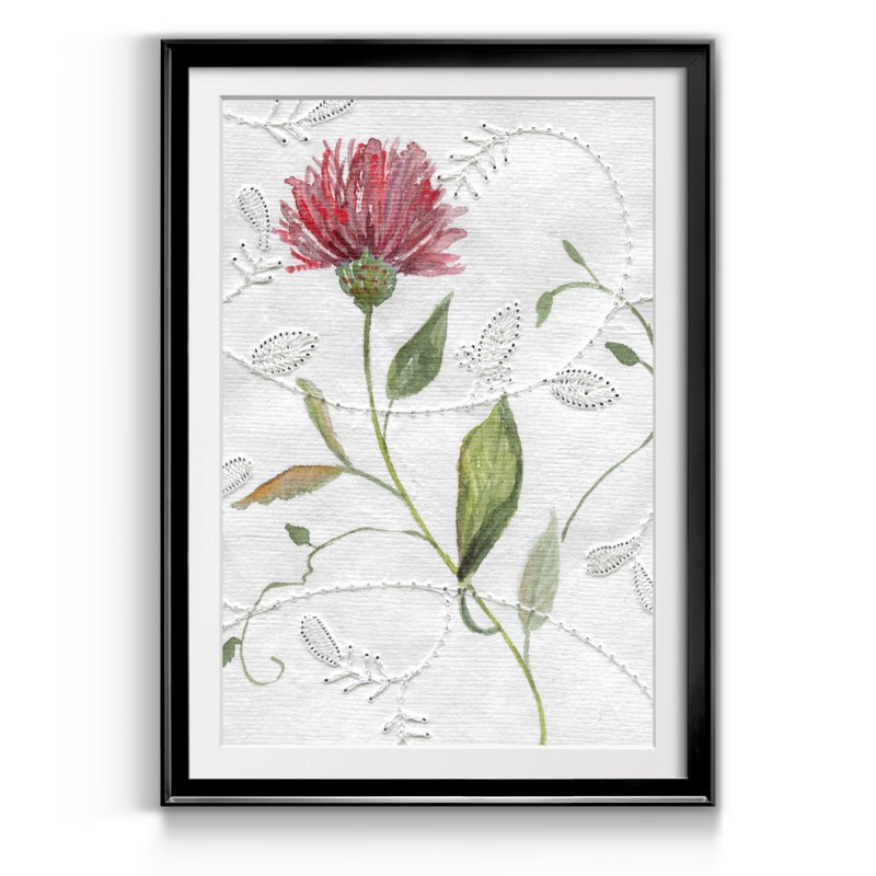 Botanical Emb broderie I - Cadre photo, reproduction d'art sur papier, Noir, H 24 po x l 18 po x P 1 po