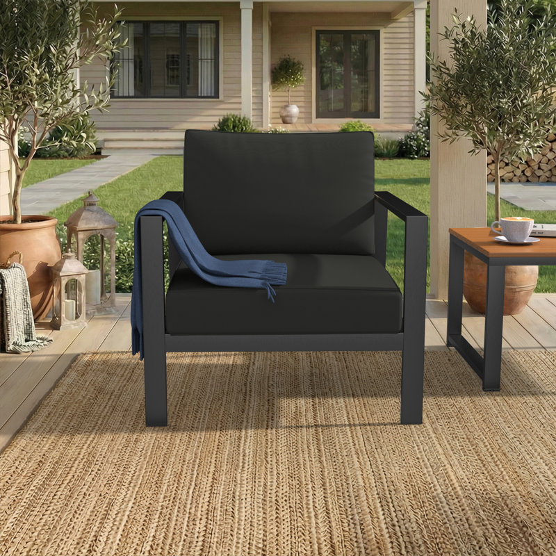 Sunbrella® Outdoor Deep Seating Louge Chair Cushion, 25" W x 26" D, Sunbrella® Canvas Black