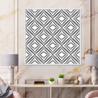 Diamant losange noir et blanc géométrique - impression sur toile