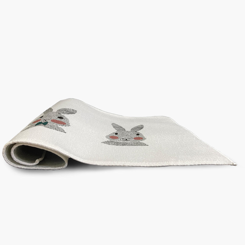 Tapis en chenille tissé à la machine Elioth en rouge / bleu / gris clair, Rectangle 2 pi x 3 pi