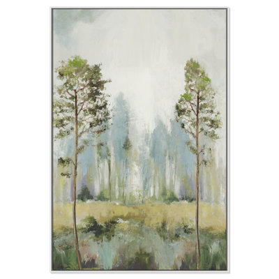 Teton Tall Green Trees II by Teton Pearce - Floater Frame Print on Canvas