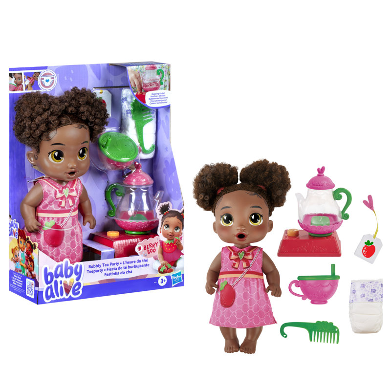 Baby Alive Bubbly Tea Party Berry Boo, Black Hair Baby Doll