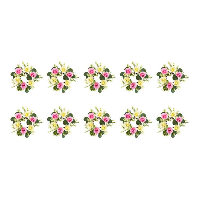 Arrangement de panier suspendu en sapin, Beige / Rose