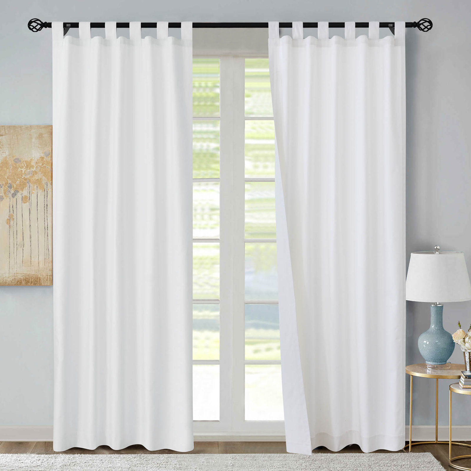 Mcgowen Room Darkening Cotton Curtain Panel, White, 40" W X 54" L