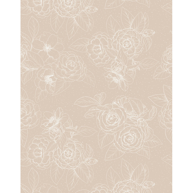 Dotwork Floral Wallpaper, Beige
