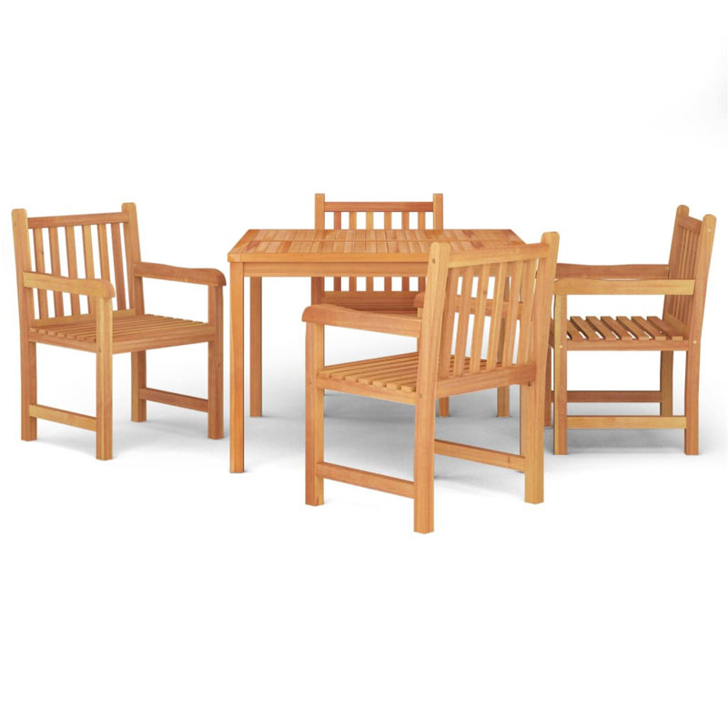 Wiley 4 - Person Teak Patio Dining Set with Square Table, Natural, 110 x 110 x 77 cm