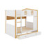 Lit superposé House avec tablettes de rangement et 2 tiroirs, structure de lit mezzanine en bois massif avec garde-corps-267494539