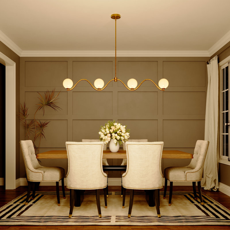 Elegant Dimmable Chandelier, 4, 6.75" H x 53.50" W x 5.10" D