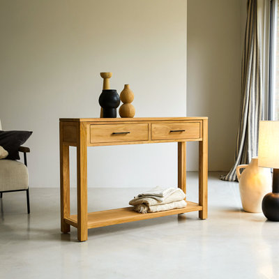 Loeffler 110 cm W Solid Wood Top Console Table