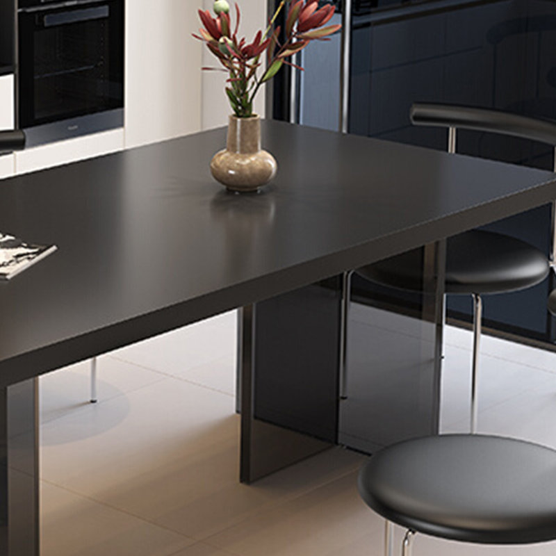 Black Minimalist Slate Dining Table, 29.52"H x 55.11"L x 31.49"W