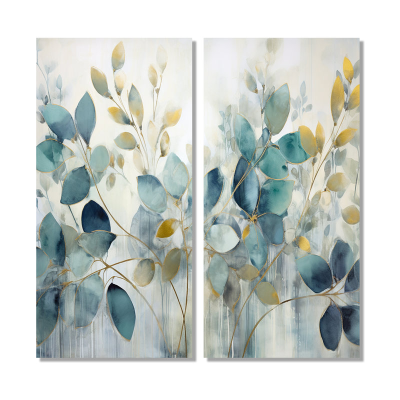 Faycelles - Décoration murale moderne bleue 2 pièces, H 40 po x l 40 po, Toile tendue, Ne s’applique pas