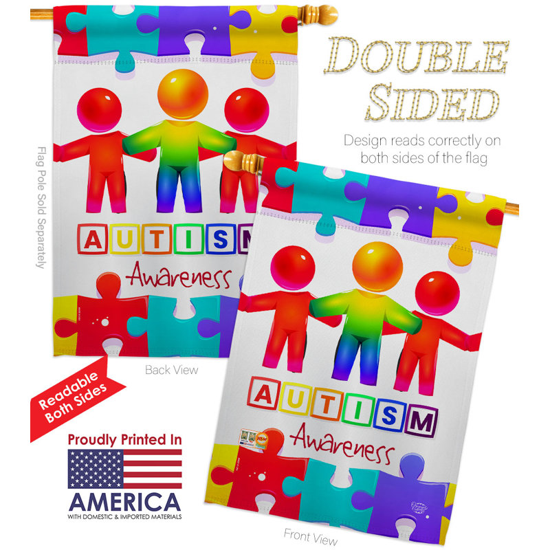 Bannière de soutien Support Autism House Flags 28 x 40 pouces