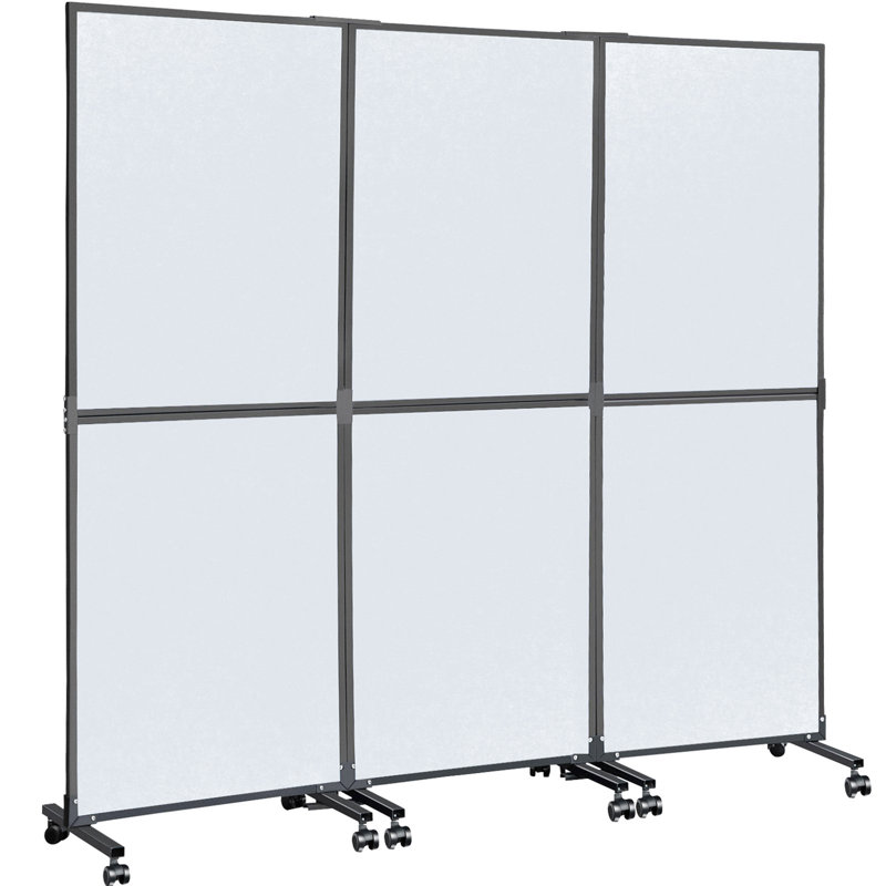 Cloison de séparation acoustique de bureau 72 / "X 66 /" par lot de 3 cloisons de séparation murales gris froid en polyester et 45 cellules en acier pour réduire le bruit et la distraction visuelle