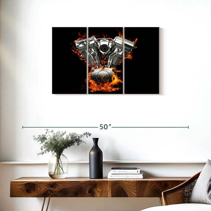 Mehar Blazing Motorcycle Engine, 20" H x 33" W