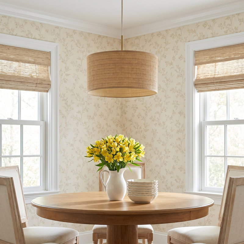 Kinnear 1 - Light Single Pendant, Antique Brass, Natural/Beige